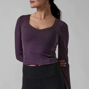 Athleta Shanti Lace Top Deep Crocus Violet Purple Active shirt XS